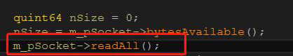 解决QTcpSocket类中readAll()函数调用失败问题