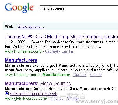 一定要用美国IP ，在英文版的google.com查询